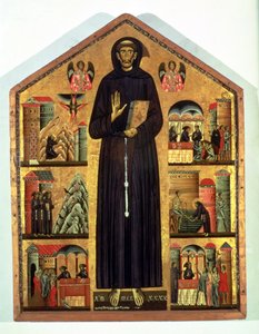 San Francisco de Asís (c.1182-1226) con escenas de su vida, 1235 (panel)